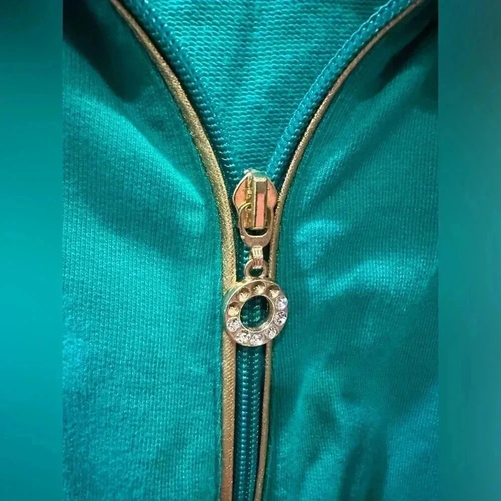 Quacker Factory Green Full Zip- 1X